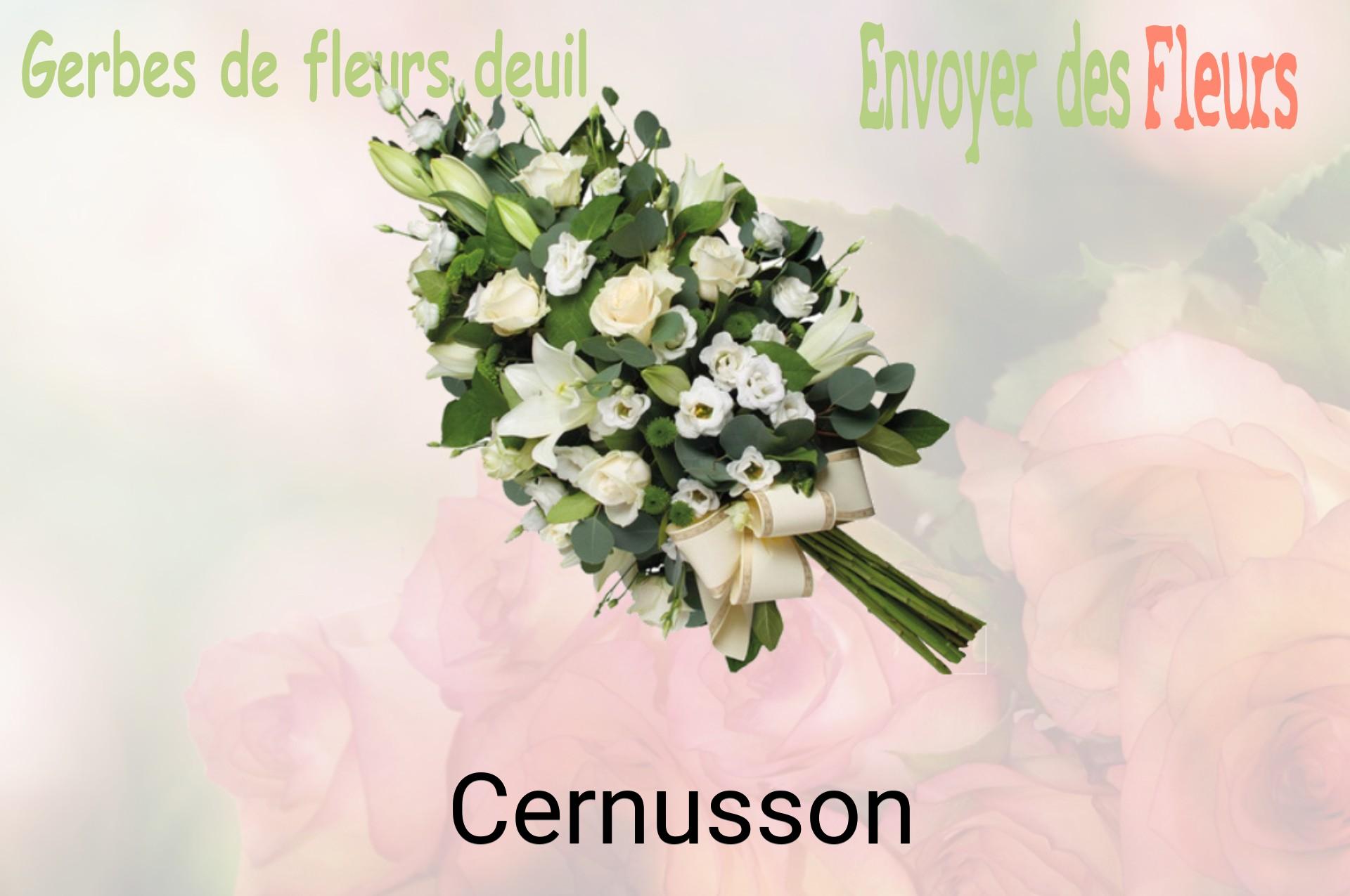 Gerbe de fleurs de deuil livrée à Cernusson